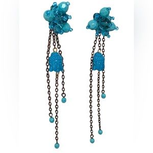 Buddha boho turquoise beaded healing good luck charm vintage earrings namaste